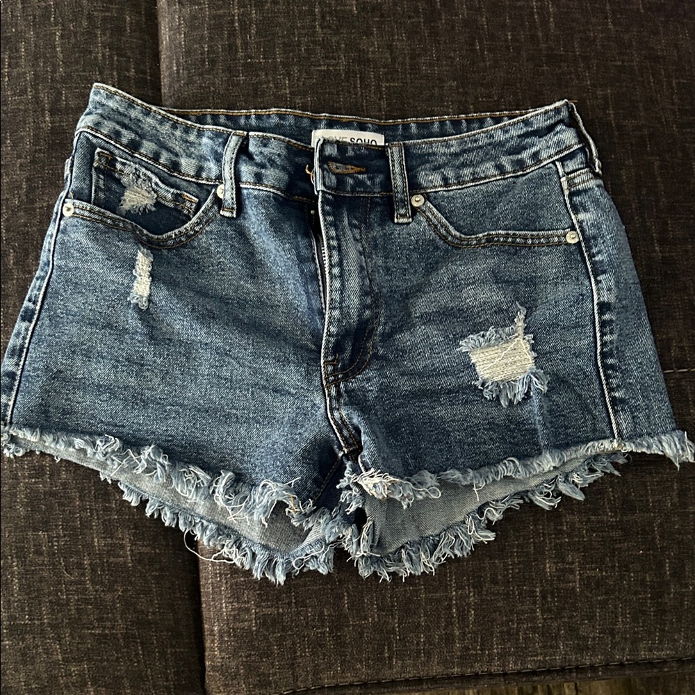 Soho Blue Distressed Jean Shorts
